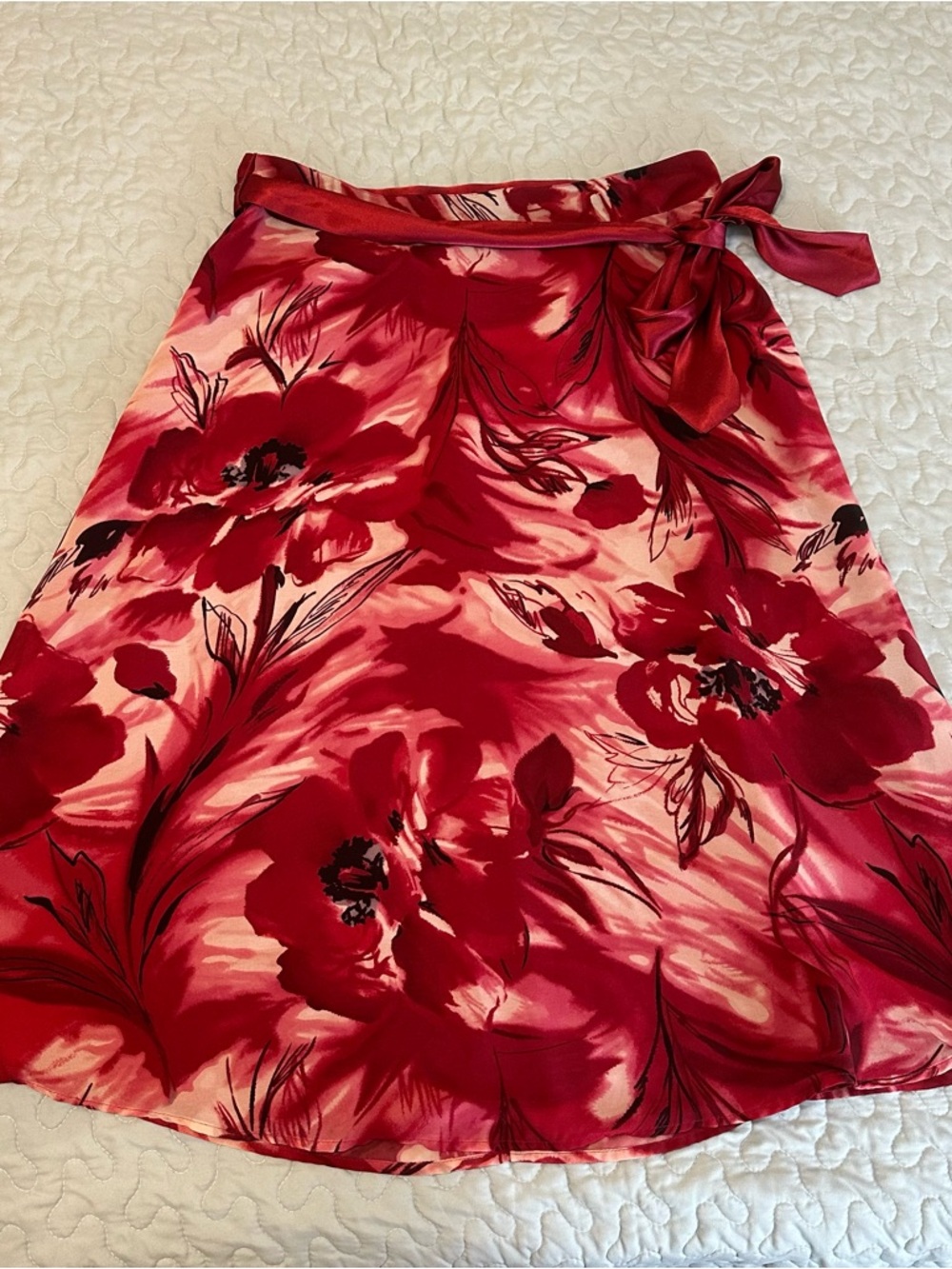Emma James Red Floral Print Women’s Skirt